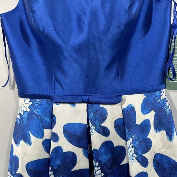 NEW $220 Glamour by Terani Couture [ 8 ] Floral Open Back Mini‎ Dress Blue - Picture 7 of 15